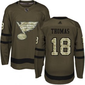 Wholesale Cheap Adidas Blues #18 Robert Thomas Green Salute to Service Stitched NHL Jersey
