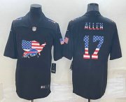 Wholesale Cheap Men's Buffalo Bills #17 Josh Allen 2022 USA Map Fashion Black Color Rush Stitched Nike Limited Jersey