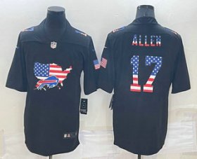 Wholesale Cheap Men\'s Buffalo Bills #17 Josh Allen 2022 USA Map Fashion Black Color Rush Stitched Nike Limited Jersey