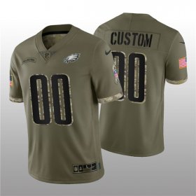 Wholesale Cheap Men\'s Philadelphia Eagles ACTIVE PLAYER Custom 2022 Olive Salute To Service Limited Stitched Jersey