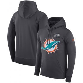 Wholesale Cheap NFL Men\'s Miami Dolphins Nike Anthracite Crucial Catch Performance Pullover Hoodie