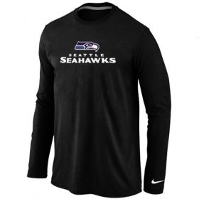 Wholesale Cheap Nike Seattle Seahawks Authentic Logo Long Sleeve T-Shirt Black
