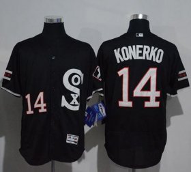 Wholesale Cheap White Sox #14 Paul Konerko Black New Flexbase Authentic Collection Stitched MLB Jersey