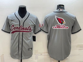 Wholesale Cheap Men\'s Arizona Cardinals Grey Team Big Logo With Patch Cool Base Stitched Baseball Jersey