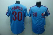 Wholesale Cheap Mitchell and Ness Expos #30 Tim Raines Stitched Blue Throwback MLB Jersey