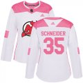 Wholesale Cheap Adidas Devils #35 Cory Schneider White/Pink Authentic Fashion Women's Stitched NHL Jersey