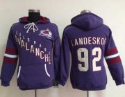 Wholesale Cheap Colorado Avalanche #92 Gabriel Landeskog Purple Women's Old Time Heidi NHL Hoodie