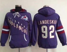 Wholesale Cheap Colorado Avalanche #92 Gabriel Landeskog Purple Women\'s Old Time Heidi NHL Hoodie