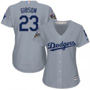 Wholesale Cheap Dodgers #23 Kirk Gibson Grey Alternate Road 2018 World Series Women's Stitched MLB Jersey