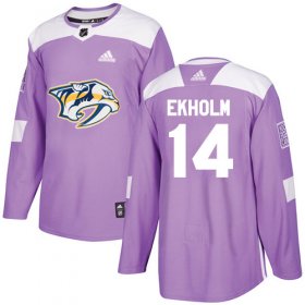 Wholesale Cheap Adidas Predators #14 Mattias Ekholm Purple Authentic Fights Cancer Stitched Youth NHL Jersey