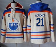 Wholesale Cheap Oilers #21 Andrew Ference Cream Sawyer Hooded Sweatshirt Stitched NHL Jersey