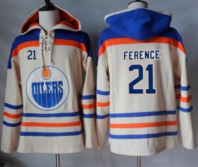 Wholesale Cheap Oilers #21 Andrew Ference Cream Sawyer Hooded Sweatshirt Stitched NHL Jersey