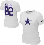 Wholesale Cheap Women's Nike Dallas Cowboys #82 Jason Witten Name & Number T-Shirt White