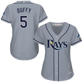 Wholesale Cheap Rays #5 Matt Duffy Grey Road Women\'s Stitched MLB Jersey