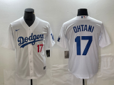 Cheap Men's Los Angeles Dodgers #17 Shohei Ohtani Number White Stitched Cool Base Nike Jersey
