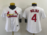 Wholesale Women's St Louis Cardinals #4 Yadier Molina White Stitched MLB Cool Base Nike Jersey