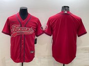 Wholesale Cheap Men's Houston Texans Blank Red With Patch Cool Base Stitched Baseball Jersey