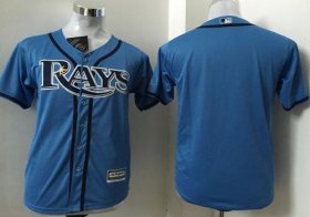 Wholesale Cheap Rays Blank Light Blue Cool Base Stitched Youth MLB Jersey