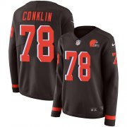 Wholesale Cheap Nike Browns #78 Jack Conklin Brown Team Color Women's Stitched NFL Limited Therma Long Sleeve Jersey