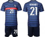 Wholesale Cheap Men 2020-2021 European Cup France home blue 21 Soccer Jersey