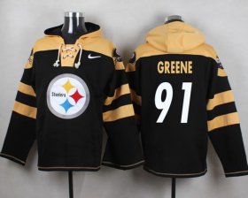 Wholesale Cheap Nike Steelers #91 Kevin Greene Black Player Pullover NFL Hoodie