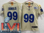 Wholesale Cheap Women's Los Angeles Rams #99 Aaron Donald Limited Bone 2022 Super Bowl LVI Bound Vapor Jersey
