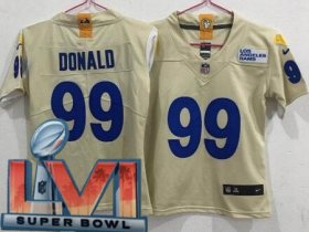 Wholesale Cheap Women\'s Los Angeles Rams #99 Aaron Donald Limited Bone 2022 Super Bowl LVI Bound Vapor Jersey