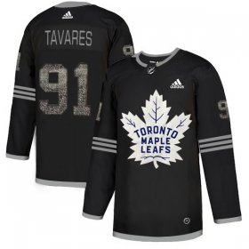 Wholesale Cheap Adidas Maple Leafs #91 John Tavares Black Authentic Classic Stitched NHL Jersey
