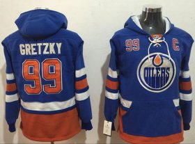 Wholesale Cheap Oilers #99 Wayne Gretzky Light Blue Name & Number Pullover NHL Hoodie
