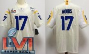 Wholesale Cheap Men's Los Angeles Rams #17 Robert Woods Limited Bone 2022 Super Bowl LVI Bound Vapor Jersey