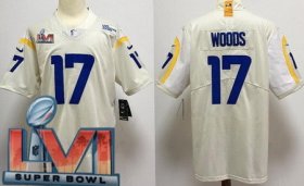 Wholesale Cheap Men\'s Los Angeles Rams #17 Robert Woods Limited Bone 2022 Super Bowl LVI Bound Vapor Jersey