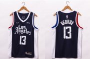 Wholesale Cheap Men's Los Angeles Clippers #13 Paul George NEW Black Nike 2021 Swingman City Edition Jersey With NEW The Sponsor Logo