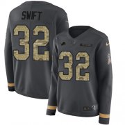 Wholesale Cheap Nike Lions #32 D'Andre Swift Anthracite Salute to Service Women's Stitched NFL Limited Therma Long Sleeve Jersey