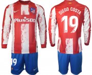 Wholesale Cheap Men 2021-2022 Club Atletico Madrid home red Long Sleeve 19 Soccer Jersey