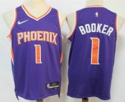 Wholesale Cheap Men's Phoenix Suns #1 Devin Booker Purple Nike 75th Anniversary Diamond 2021 Stitched Jersey
