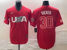 Cheap Men\'s USA Baseball #30 Kyle Tucker 2023 Red World Classic With Patch Stitched Jersey