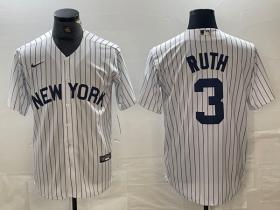 Cheap Men\'s New York Yankees #3 Babe Ruth White 2024 Cool Base Stitched Jerseys