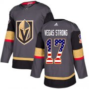 Wholesale Cheap Adidas Golden Knights #17 Vegas Strong Grey Home Authentic USA Flag Stitched NHL Jersey