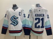Wholesale Cheap Men's Seattle Kraken #21 Kraken White Stitched Adidas NHL Jersey