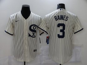 Wholesale Cheap Men\'s Chicago White Sox #3 Harold Baines 2021 Cream Field of Dreams Name Cool Base Stitched Nike Jersey