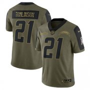 Wholesale Cheap Men's Los Angeles Chargers #21 LaDainian Tomlinson Nike Olive 2021 Salute To Service Retired Player Limited Jersey