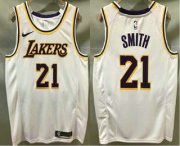 Wholesale Cheap Men's Los Angeles Lakers #21 JR Smith White 2020 Nike Swingman Printed NBA Jersey