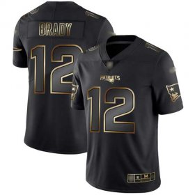 Wholesale Cheap Nike Patriots #12 Tom Brady Black/Gold Men\'s Stitched NFL Vapor Untouchable Limited Jersey