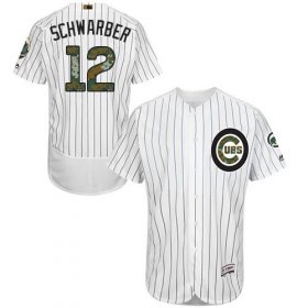 Wholesale Cheap Cubs #12 Kyle Schwarber White(Blue Strip) Flexbase Authentic Collection Memorial Day Stitched MLB Jersey