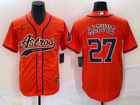 Wholesale Cheap Men\'s Houston Astros #27 Jose Altuve Orange With Patch Cool Base Stitched Baseball Jersey