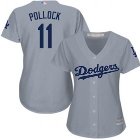 Women\'s A. J. Pollock Grey Road Jersey - #11 Baseball Los Angeles Dodgers Cool Base