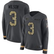 Wholesale Cheap Nike Seahawks #3 Russell Wilson Anthracite Salute to Service Women's Stitched NFL Limited Therma Long Sleeve Jersey