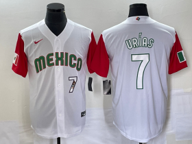 Wholesale Cheap Men\'s Mexico Baseball #7 Julio Urias Number 2023 White Red World Classic Stitched Jersey32