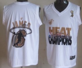 Wholesale Cheap Miami Heat #6 LeBron James 2013 NBA Champions White Fashion Jersey
