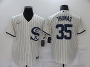 Wholesale Cheap Men's Chicago White Sox #35 Frank Thomas 2021 Cream Navy Field of Dreams Name Flex Base Stitched Jersey